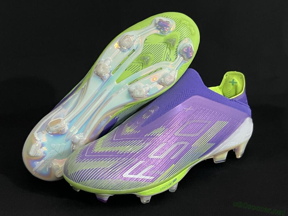 Unisex Adidas F50+ Lightstrike Pro Laceless FG Football Boots - Purple/Yellow/White