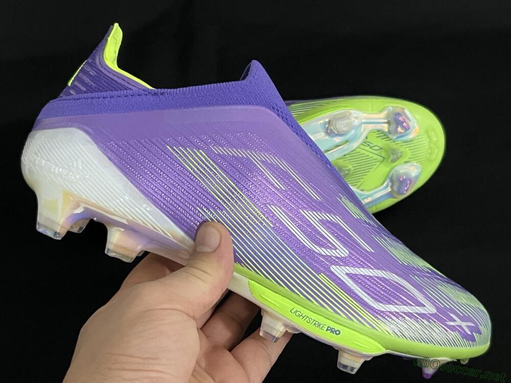 Unisex Adidas F50+ Lightstrike Pro Laceless FG Football Boots - Purple/Yellow/White