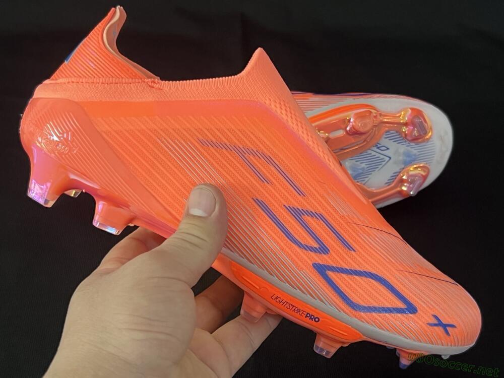 Men's Adidas F50+ Lightstrike Pro Laceless FG Football Boots - Red/Blue/Silver