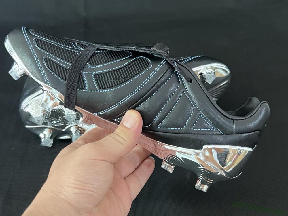 Men's Adidas Predator 25 Elite Foldover Tongue FG Football Boots - Black/Blue/Silver