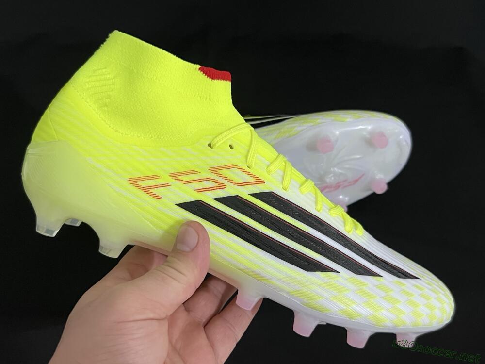Men's Adidas F50+ Elite Mid FG Football Boots - Yellow/Black/Red