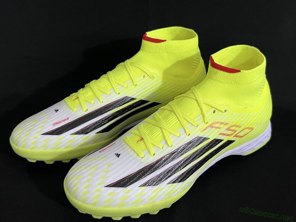 Men's Adidas F50 Elite Mid TF Football Shoes - Yellow/Black/Red