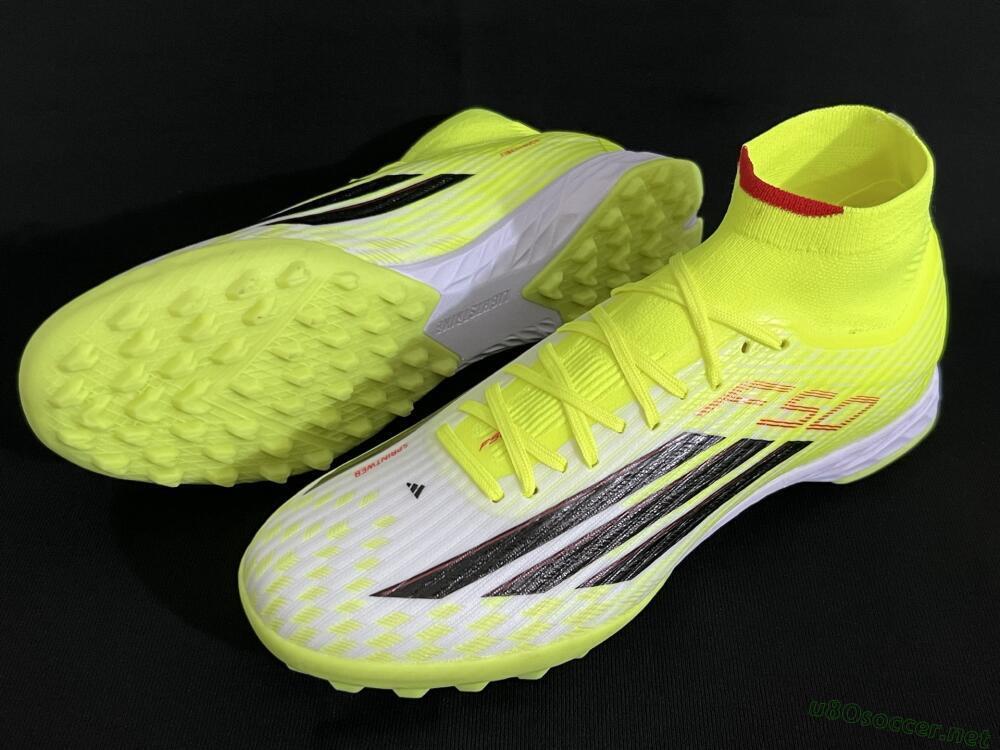 Men's Adidas F50 Elite Mid TF Football Shoes - Yellow/Black/Red