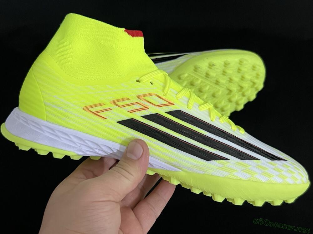 Men's Adidas F50 Elite Mid TF Football Shoes - Yellow/Black/Red