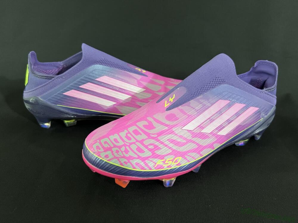 Men's Adidas F50+ Elite Laceless FG Football Boots - Pink/Yellow/Purple