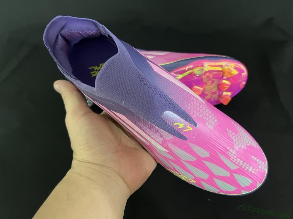 Men's Adidas F50+ Elite Laceless FG Football Boots - Pink/Yellow/Purple