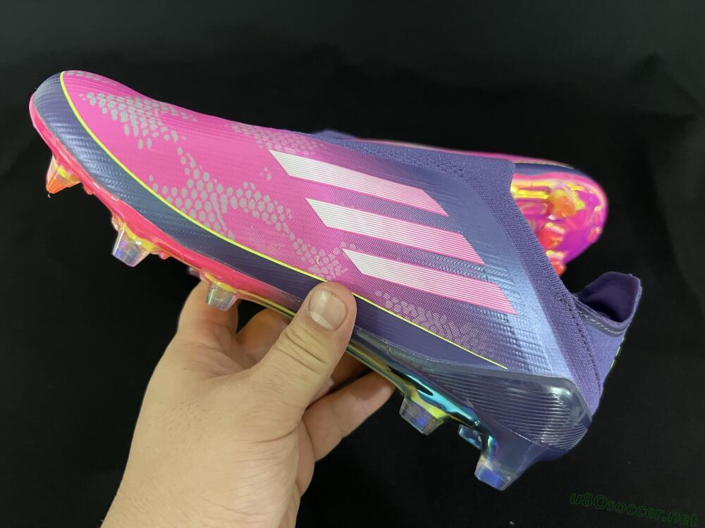 Men's Adidas F50+ Elite Laceless FG Football Boots - Pink/Yellow/Purple