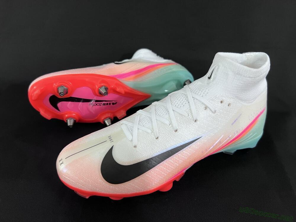 Men's Nike Air Zoom Mercurial Superfly 10 Elite SG Football Boots - White/Jade/Pink