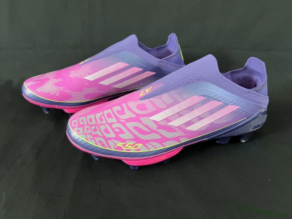 Men's Adidas F50+ Lightstrike Pro Laceless FG Football Boots - Pink/Yellow/Purple