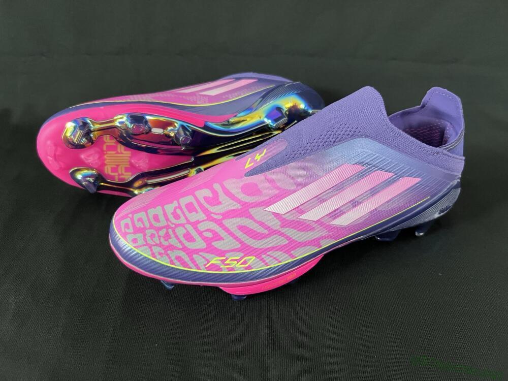 Men's Adidas F50+ Lightstrike Pro Laceless FG Football Boots - Pink/Yellow/Purple