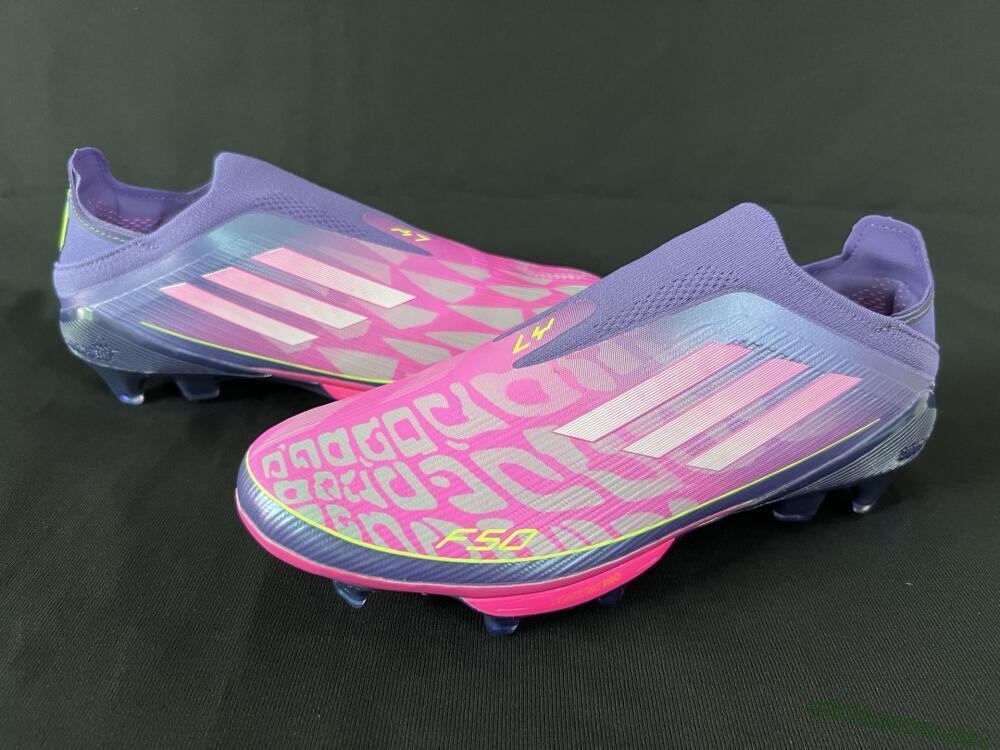 Men's Adidas F50+ Lightstrike Pro Laceless FG Football Boots - Pink/Yellow/Purple