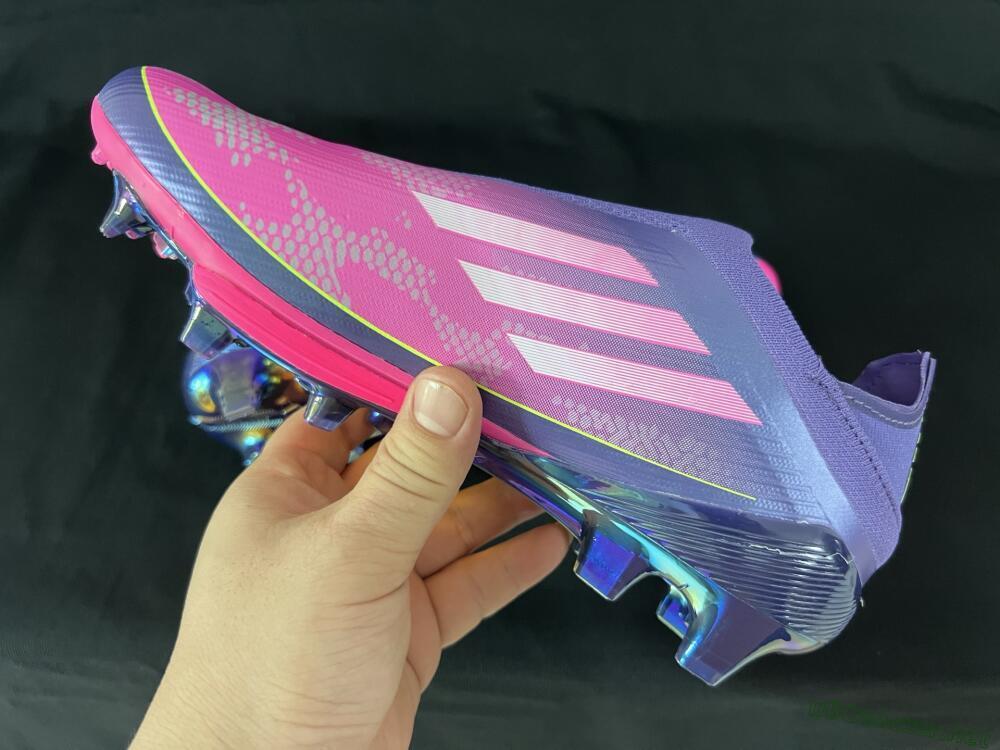 Men's Adidas F50+ Lightstrike Pro Laceless FG Football Boots - Pink/Yellow/Purple