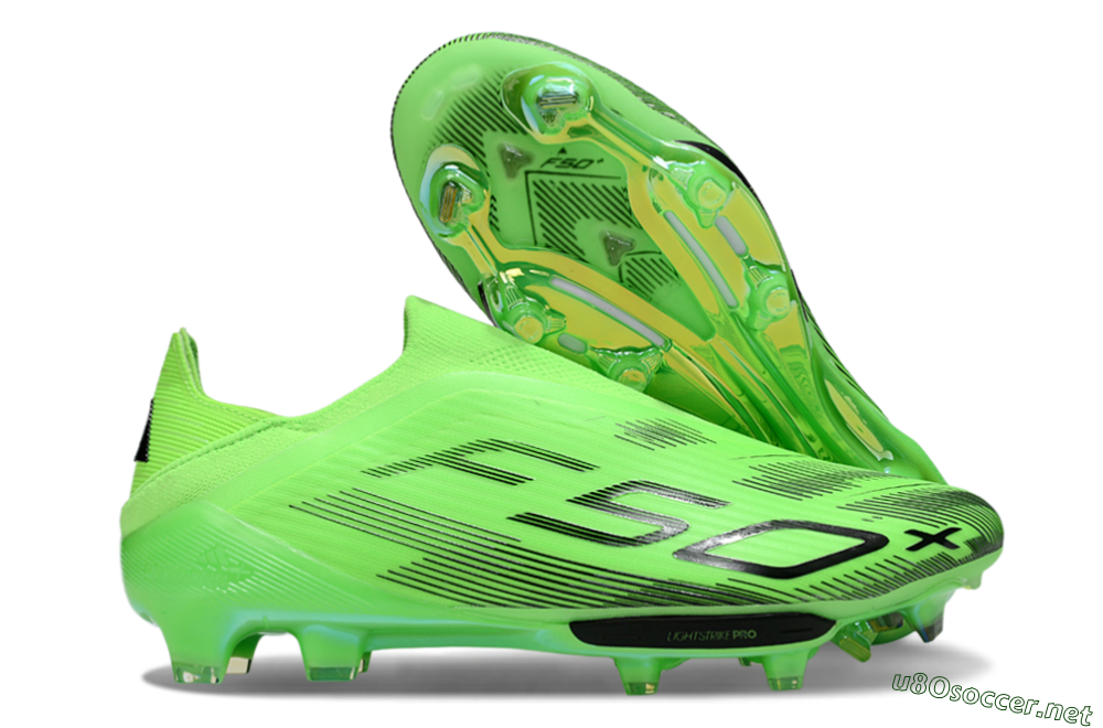 Men's Adidas F50+ Elite Lightstrike Pro Laceless FG Football Boots - Green/Black 2