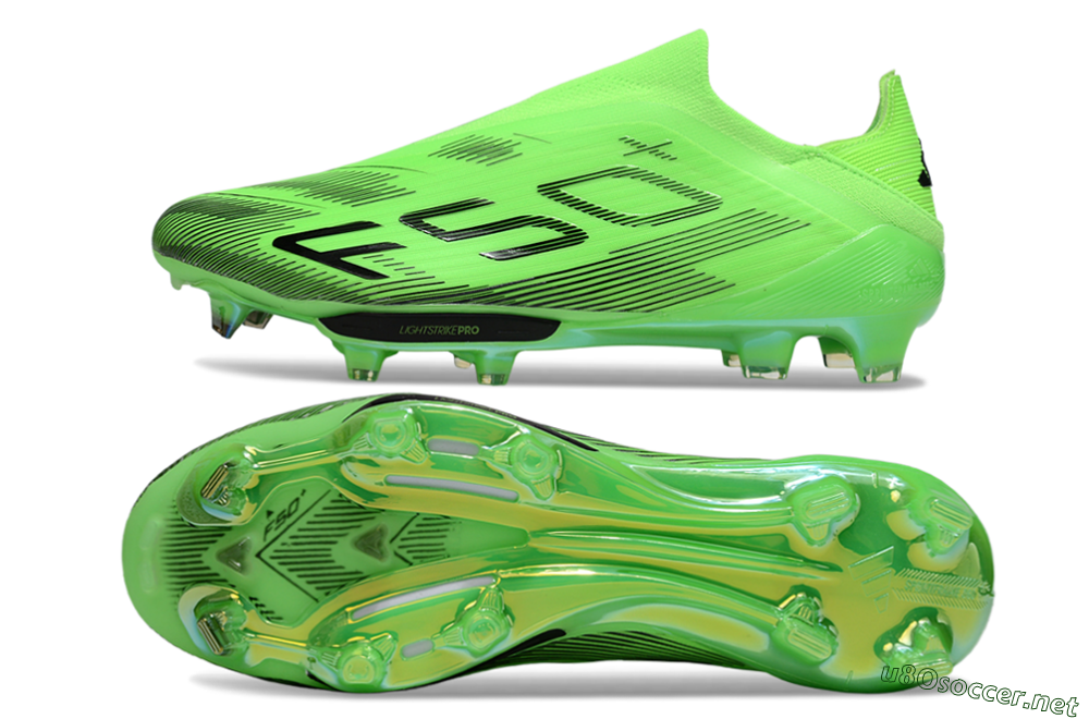 Men's Adidas F50+ Elite Lightstrike Pro Laceless FG Football Boots - Green/Black 1
