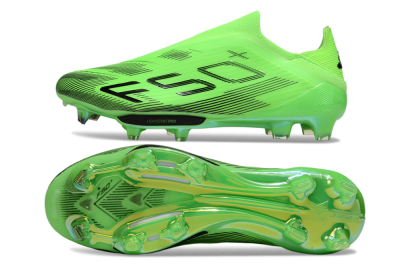 Men's Adidas F50+ Elite Lightstrike Pro Laceless FG Football Boots - Green/Black