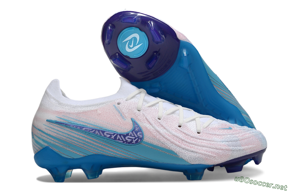 Men's Nike Phantom GX 2 Elite FG Football Boots - White/Pink/Blue 2