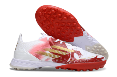 Men's Adidas F50 Pro TF Football Shoes - White/Red/Gold