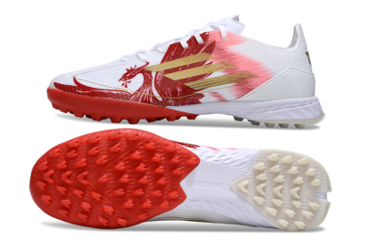 Men's Adidas F50 Pro TF Football Shoes - White/Red/Gold