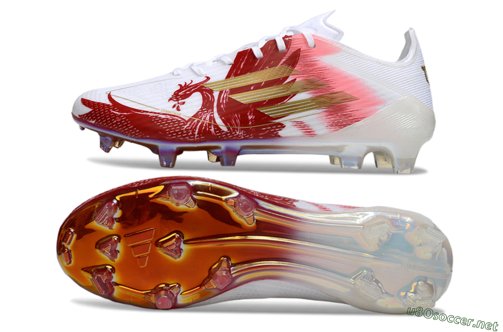 Men's Adidas F50 Pro FG Football Boots - White/Red/Gold 1