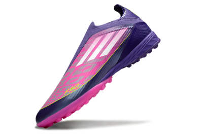 Unisex Adidas F50 Elite Laceless TF Football Shoes - Pink/Purple/Yellow