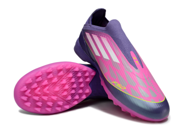 Unisex Adidas F50 Elite Laceless TF Football Shoes - Pink/Purple/Yellow