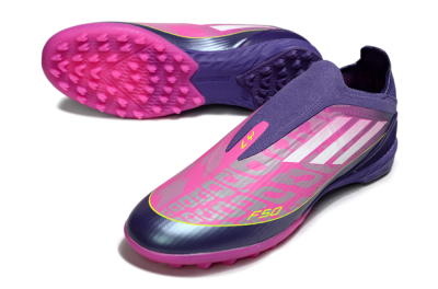 Unisex Adidas F50 Elite Laceless TF Football Shoes - Pink/Purple/Yellow