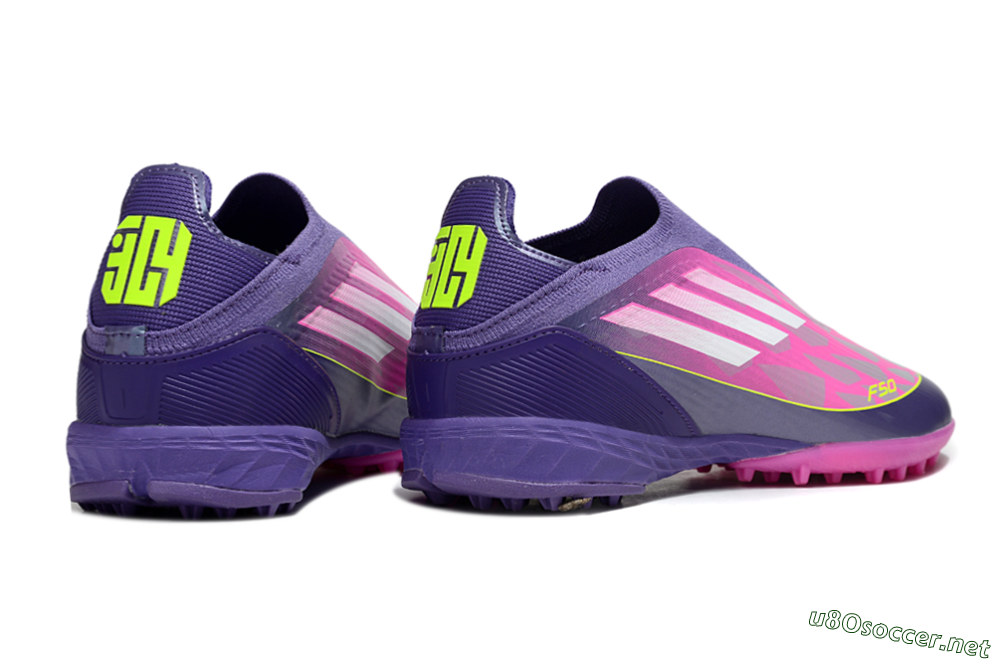 Unisex Adidas F50 Elite Laceless TF Football Shoes - Pink/Purple/Yellow 7