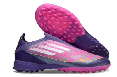 Unisex Adidas F50 Elite Laceless TF Football Shoes - Pink/Purple/Yellow