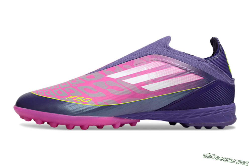 Unisex Adidas F50 Elite Laceless TF Football Shoes - Pink/Purple/Yellow 0