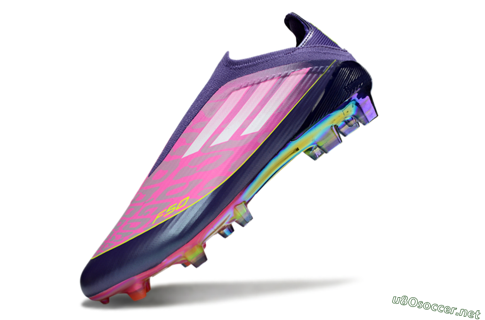 Unisex Adidas F50 Elite Laceless FG Football Boots - Pink/Purple/Yellow 6