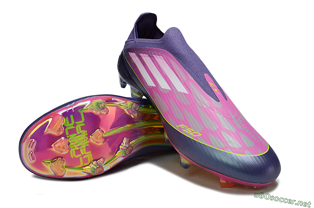 Unisex Adidas F50 Elite Laceless FG Football Boots - Pink/Purple/Yellow 4