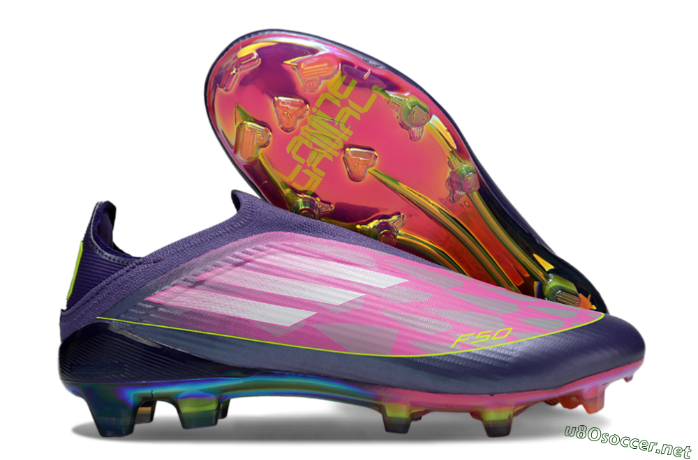 Unisex Adidas F50 Elite Laceless FG Football Boots - Pink/Purple/Yellow 2