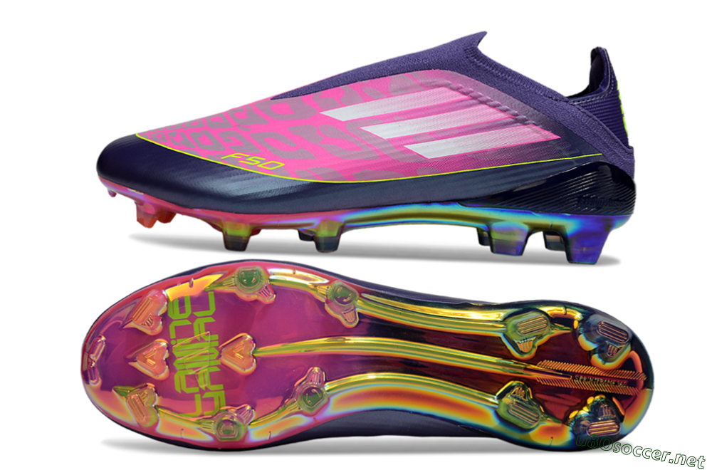 Unisex Adidas F50 Elite Laceless FG Football Boots - Pink/Purple/Yellow 1