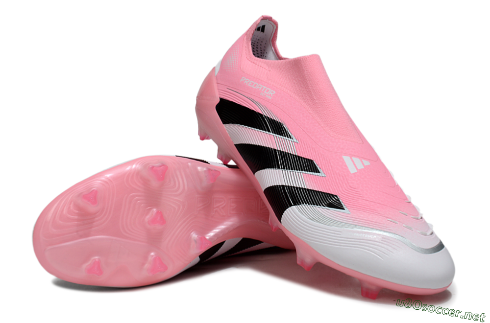Unisex Adidas Predator 25 Elite Laceless FG Football Boots - Pink/White/Black 3