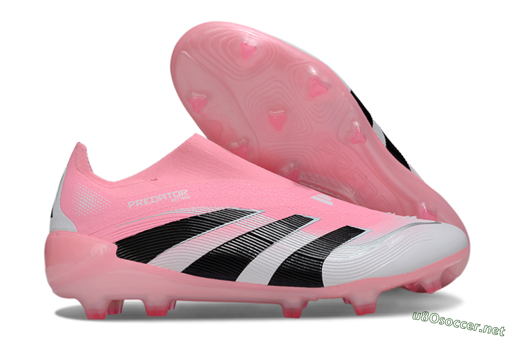 Unisex Adidas Predator 25 Elite Laceless FG Football Boots - Pink/White/Black 2