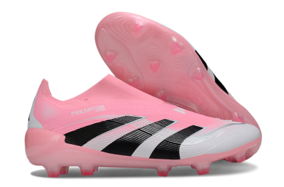 Unisex Adidas Predator 25 Elite Laceless FG Football Boots - Pink/White/Black