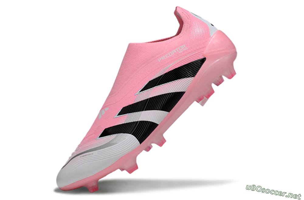 Unisex Adidas Predator 25 Elite Laceless FG Football Boots - Pink/White/Black 5