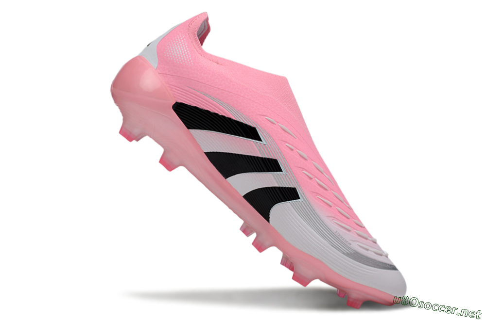Unisex Adidas Predator 25 Elite Laceless FG Football Boots - Pink/White/Black 4