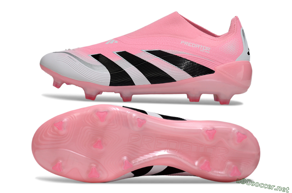 Unisex Adidas Predator 25 Elite Laceless FG Football Boots - Pink/White/Black 1