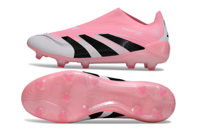 Unisex Adidas Predator 25 Elite Laceless FG Football Boots - Pink/White/Black