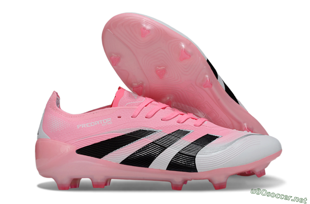 Unisex Adidas Predator 25 Elite FG Football Boots - Pink/White/Black 2