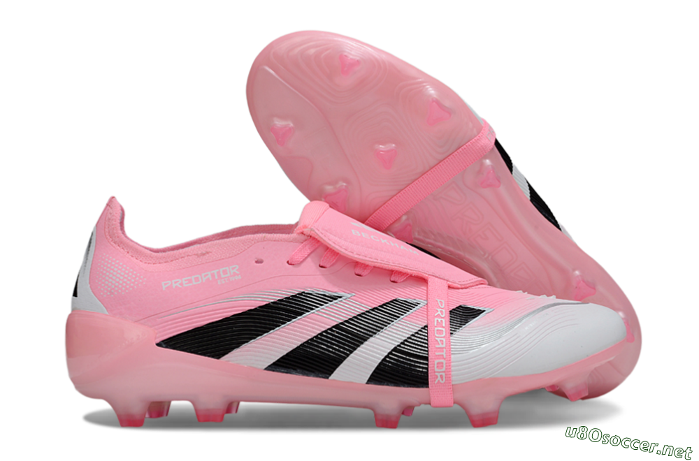 Unisex Adidas Predator 25 Foldover Tongue FG Football Boots - Pink/White/Black 2