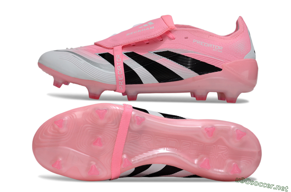 Unisex Adidas Predator 25 Foldover Tongue FG Football Boots - Pink/White/Black 1
