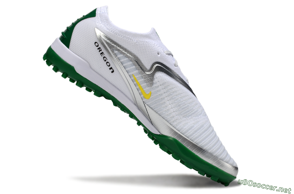 Men's Nike Phantom 6 Low Elite TF Football Shoes - White/Silver/Yellow 4