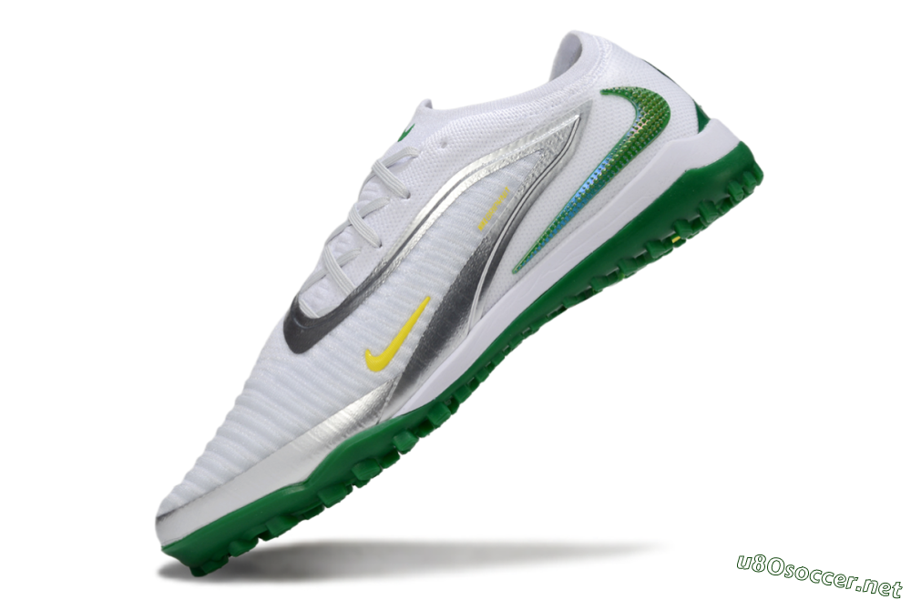 Men's Nike Phantom 6 Low Elite TF Football Shoes - White/Silver/Yellow 5