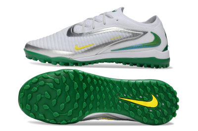 Men's Nike Phantom 6 Low Elite TF Football Shoes - White/Silver/Yellow