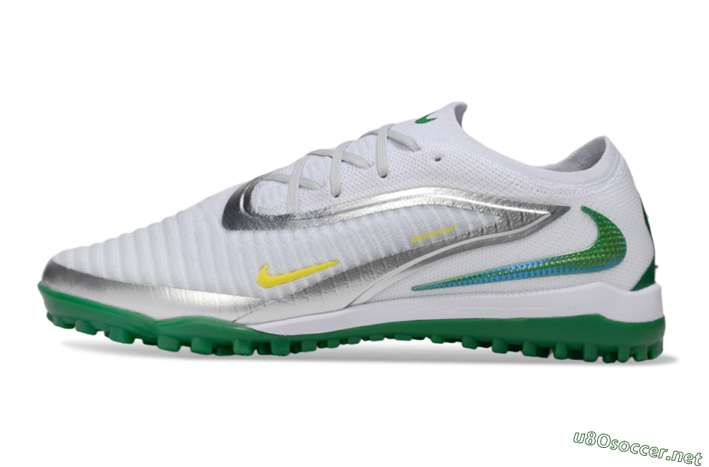 Men's Nike Phantom 6 Low Elite TF Football Shoes - White/Silver/Yellow 0