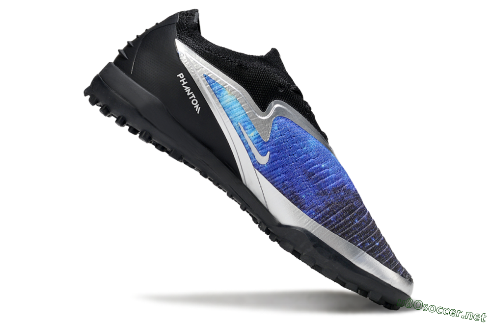 Men's Nike Phantom 6 Low Elite TF Football Shoes - Blue/Silver/Black 4
