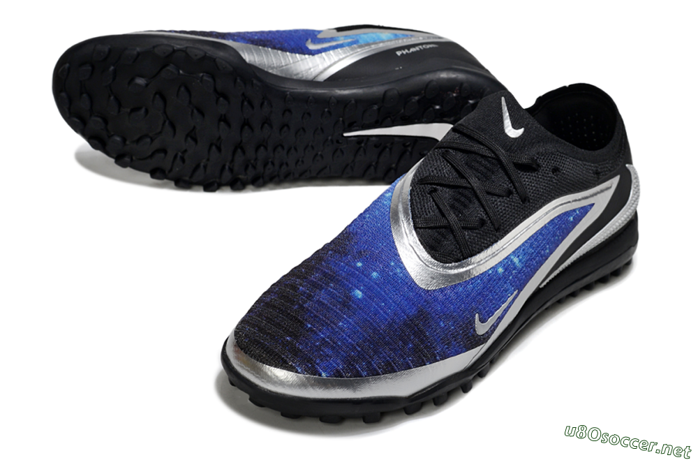Men's Nike Phantom 6 Low Elite TF Football Shoes - Blue/Silver/Black 3