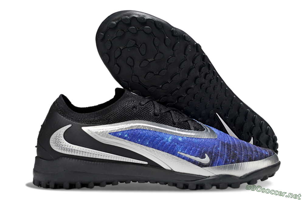 Men's Nike Phantom 6 Low Elite TF Football Shoes - Blue/Silver/Black 2